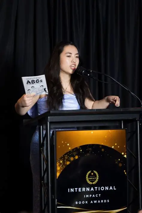 Evelyn Chao speaking at the International Impact Book Awards ceremony